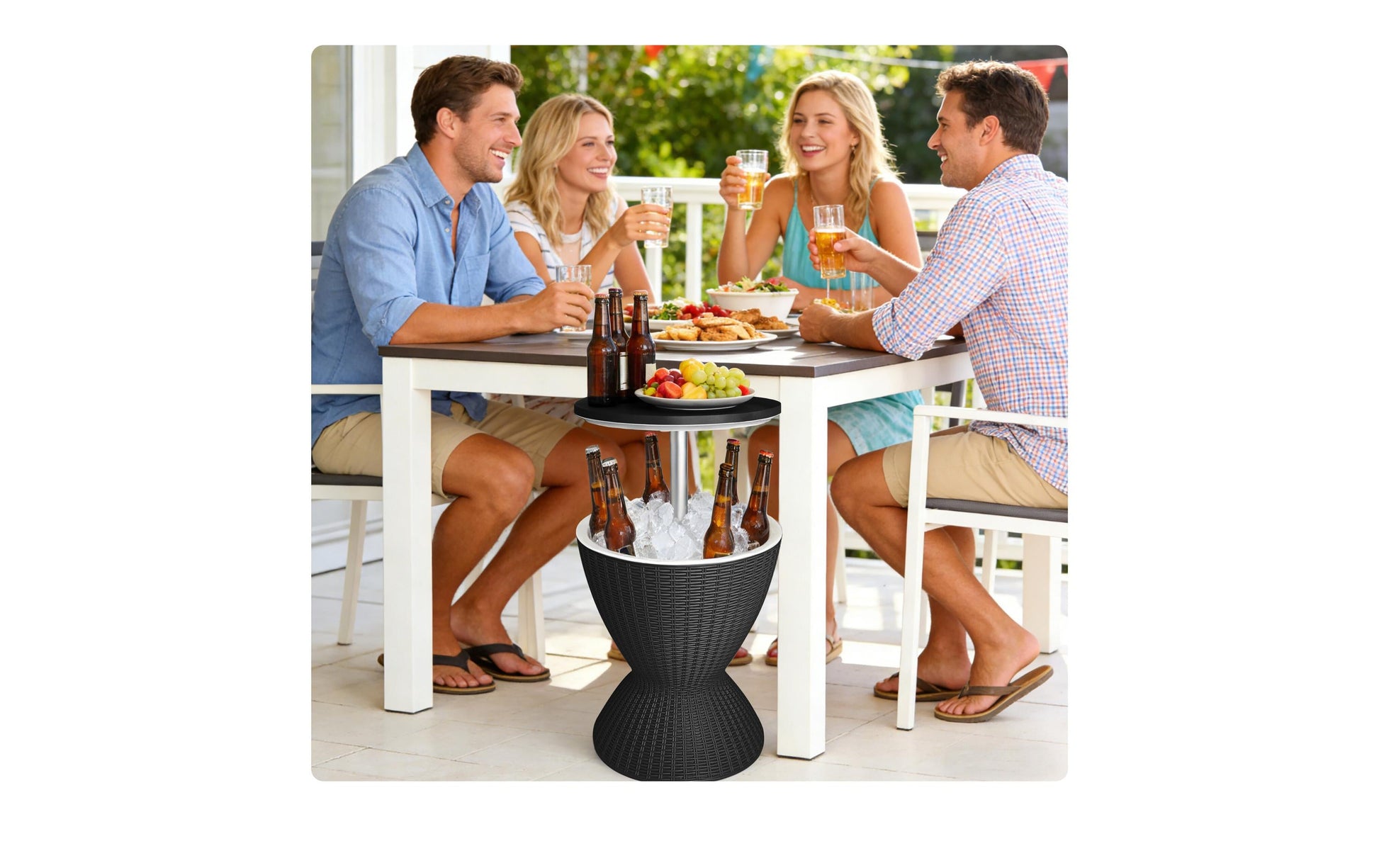 Relaxdays Bartisch – Schwarz – Aluminium, Kunststoff – Tisch 48,5 × 48,5 × 82 cm