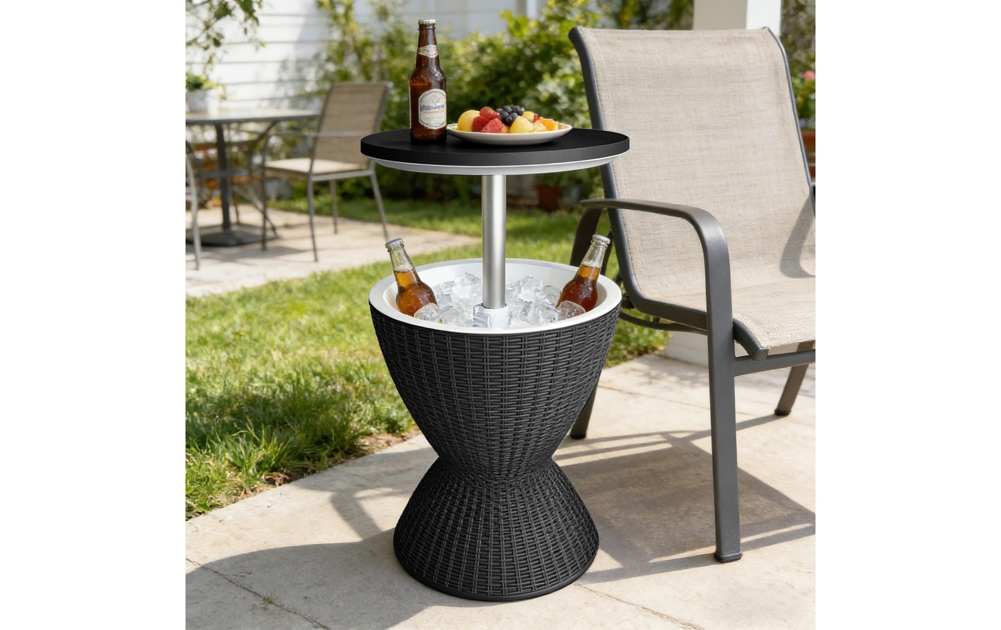Relaxdays Bartisch – Schwarz – Aluminium, Kunststoff – Tisch 48,5 × 48,5 × 82 cm
