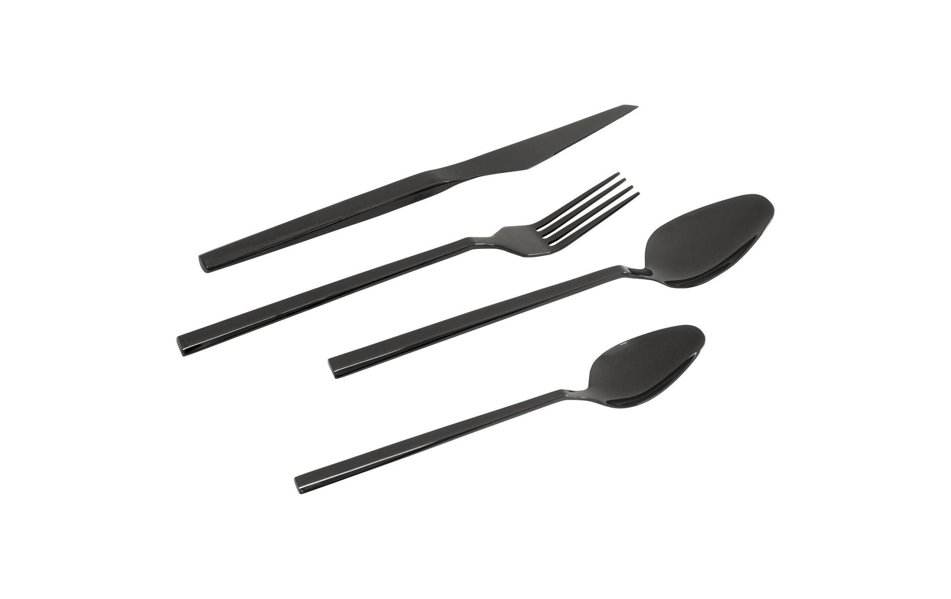 KARE Design Adella Besteck-Set (Tafelbesteck) – 16-teilig, 6 cm, Edelstahl, Schwarz, poliert