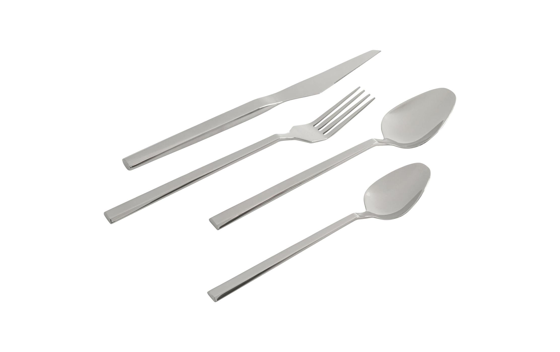 KARE Design Adella Besteck-Set – 16-teilig, 25 cm, Edelstahl, Silber, matt
