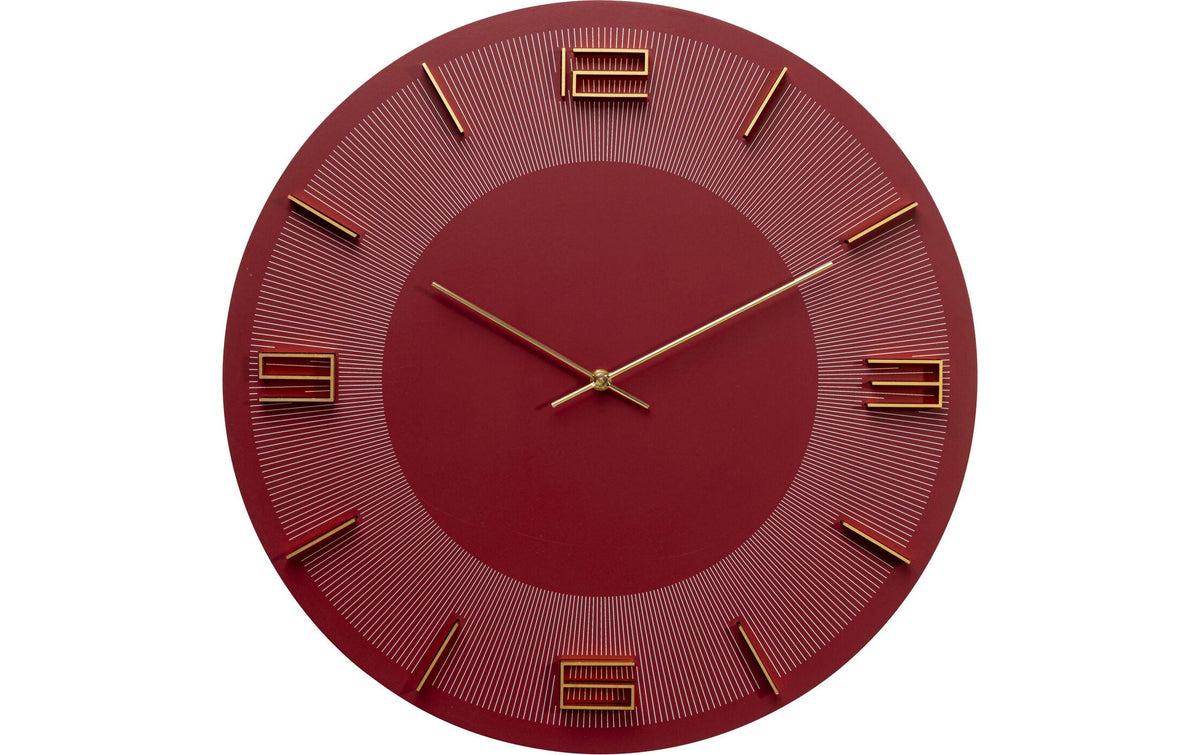 KARE Design Kare Leonardo Wanduhr – Analog, Ø 49 cm, rot/gold, Holz/Aluminium