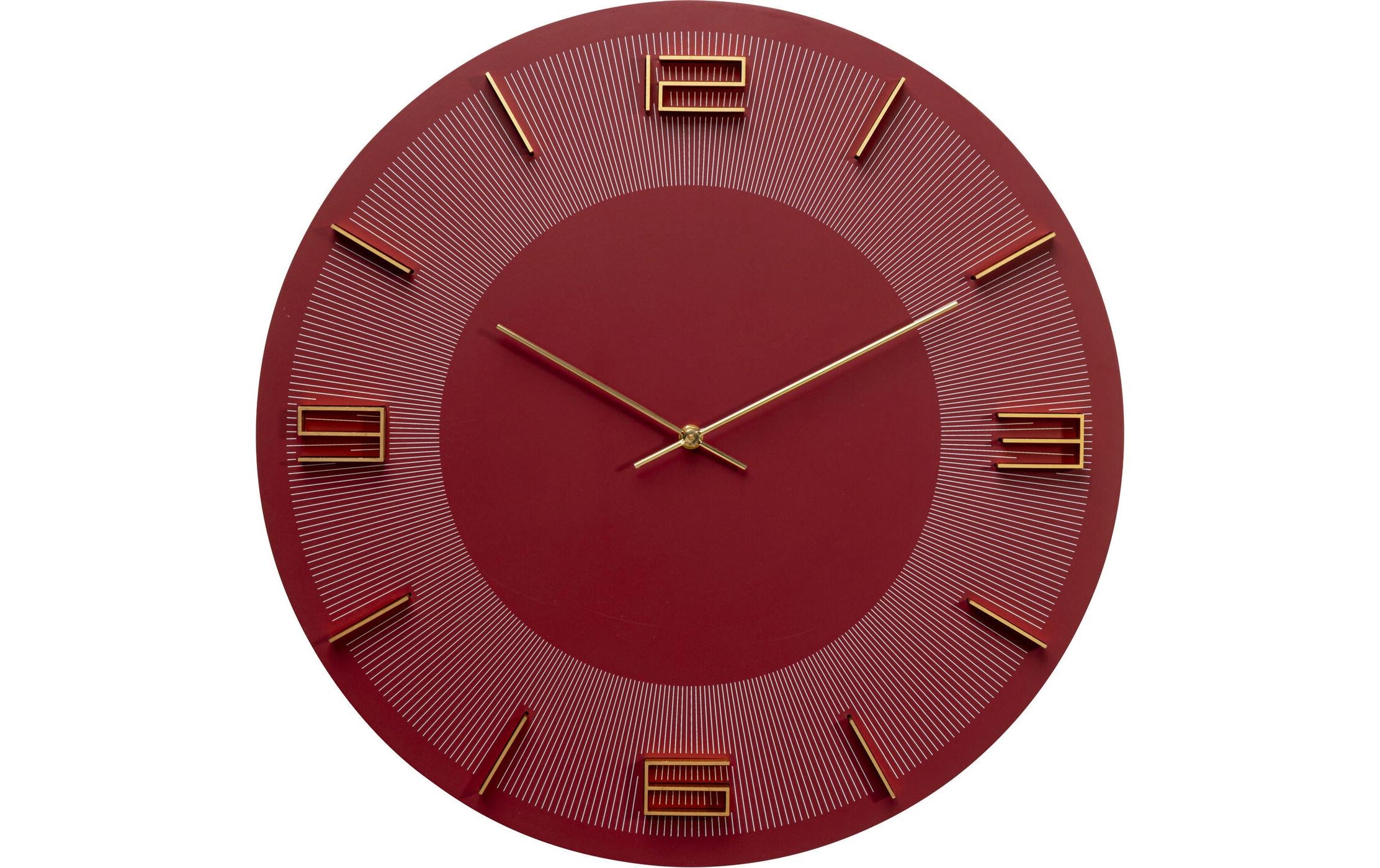 KARE Design Kare Leonardo Wanduhr – Analog, Ø 49 cm, rot/gold, Holz/Aluminium
