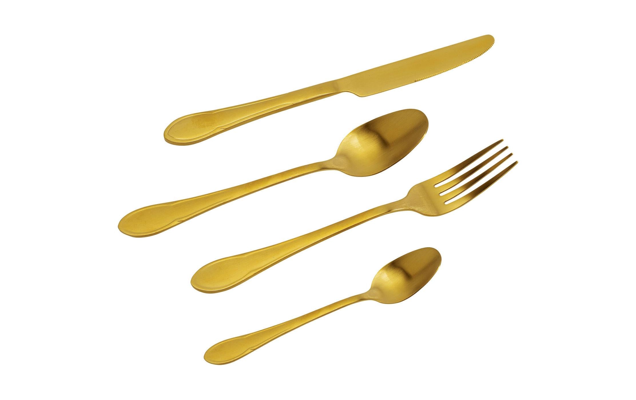 KARE Design Cucina Besteck-Set – 16-teilig, 25 cm, Edelstahl, Gold, matt