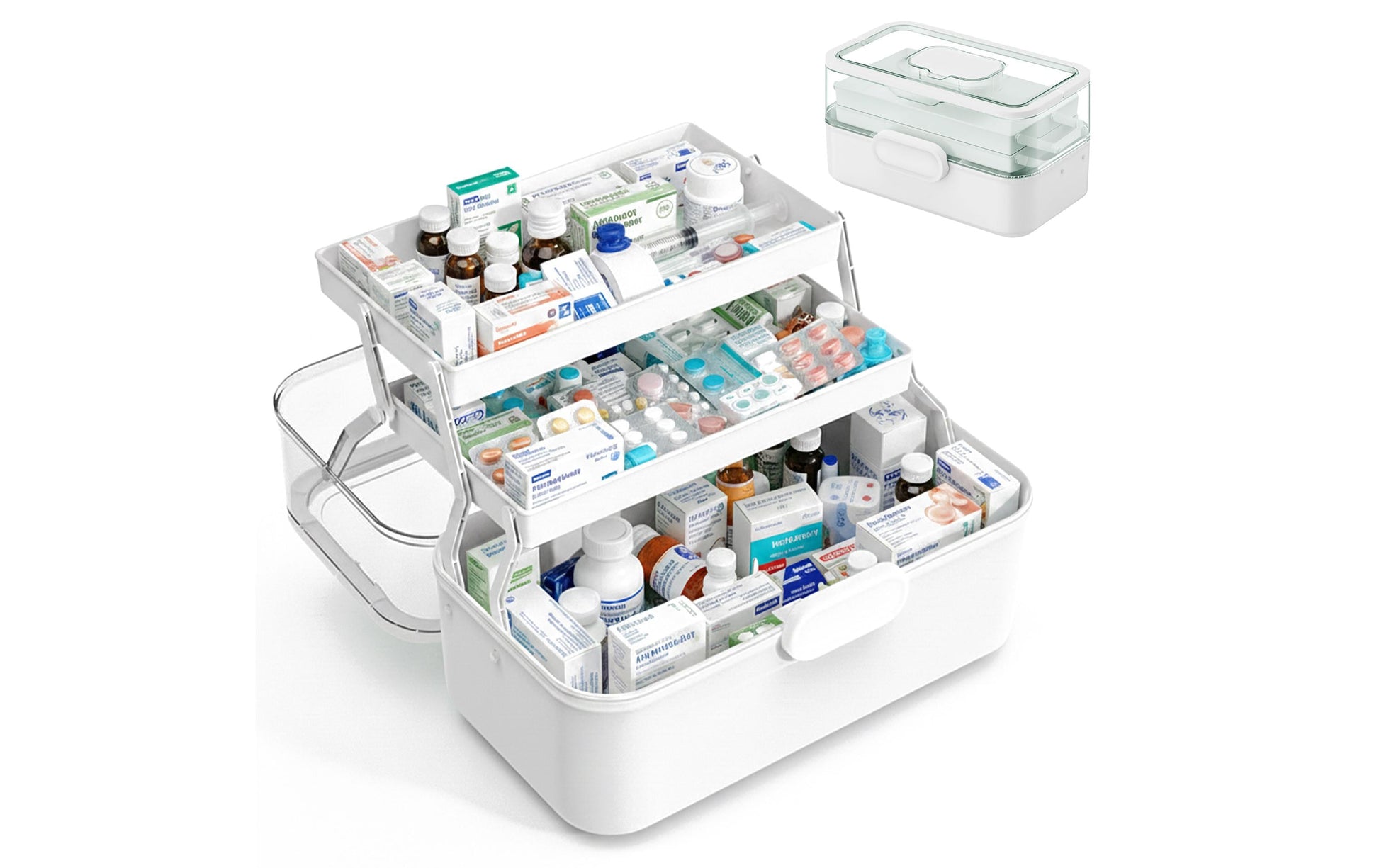 Relaxdays Medizinbox Aufbewahrungsbox (mit Deckel) – Kunststoff – Weiss – 285 × 170 × 155 mm