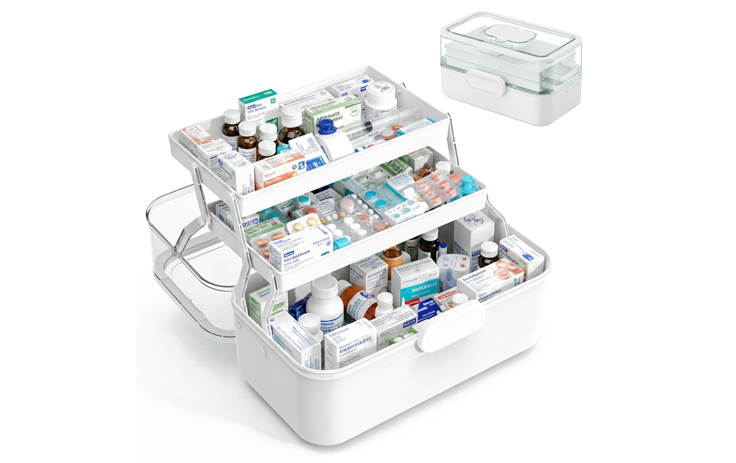 Relaxdays Medizinbox Aufbewahrungsbox (mit Deckel) – Kunststoff – Weiss – 285 × 170 × 155 mm