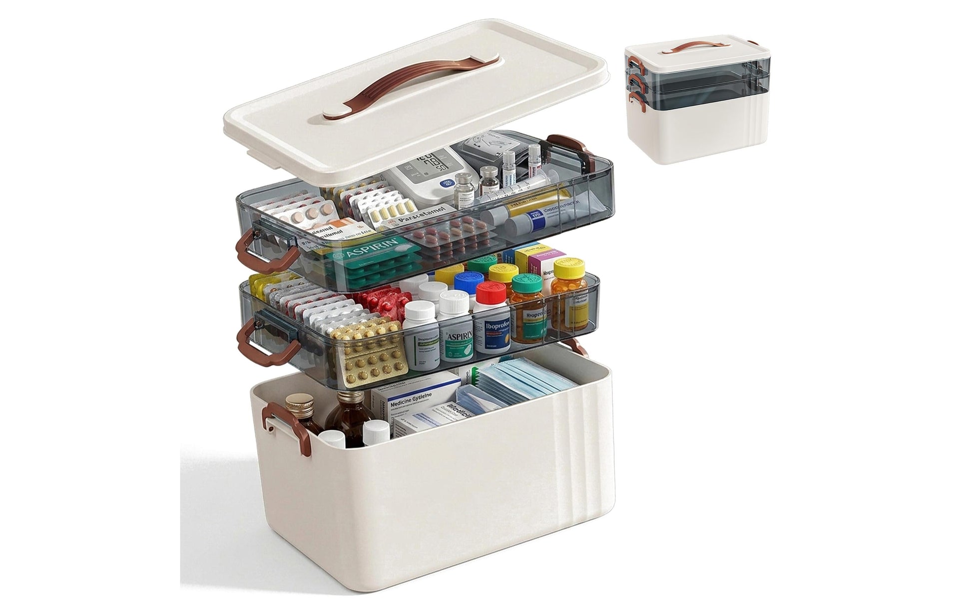 Relaxdays Aufbewahrungsbox – Kunststoff – Transparent/Weiss – 330 × 240 × 220 mm