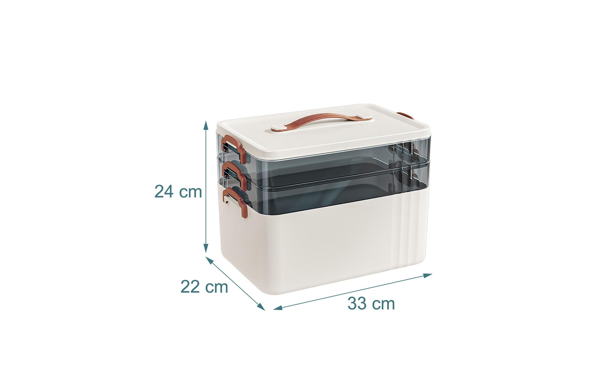 Relaxdays Aufbewahrungsbox – Kunststoff – Transparent/Weiss – 330 × 240 × 220 mm