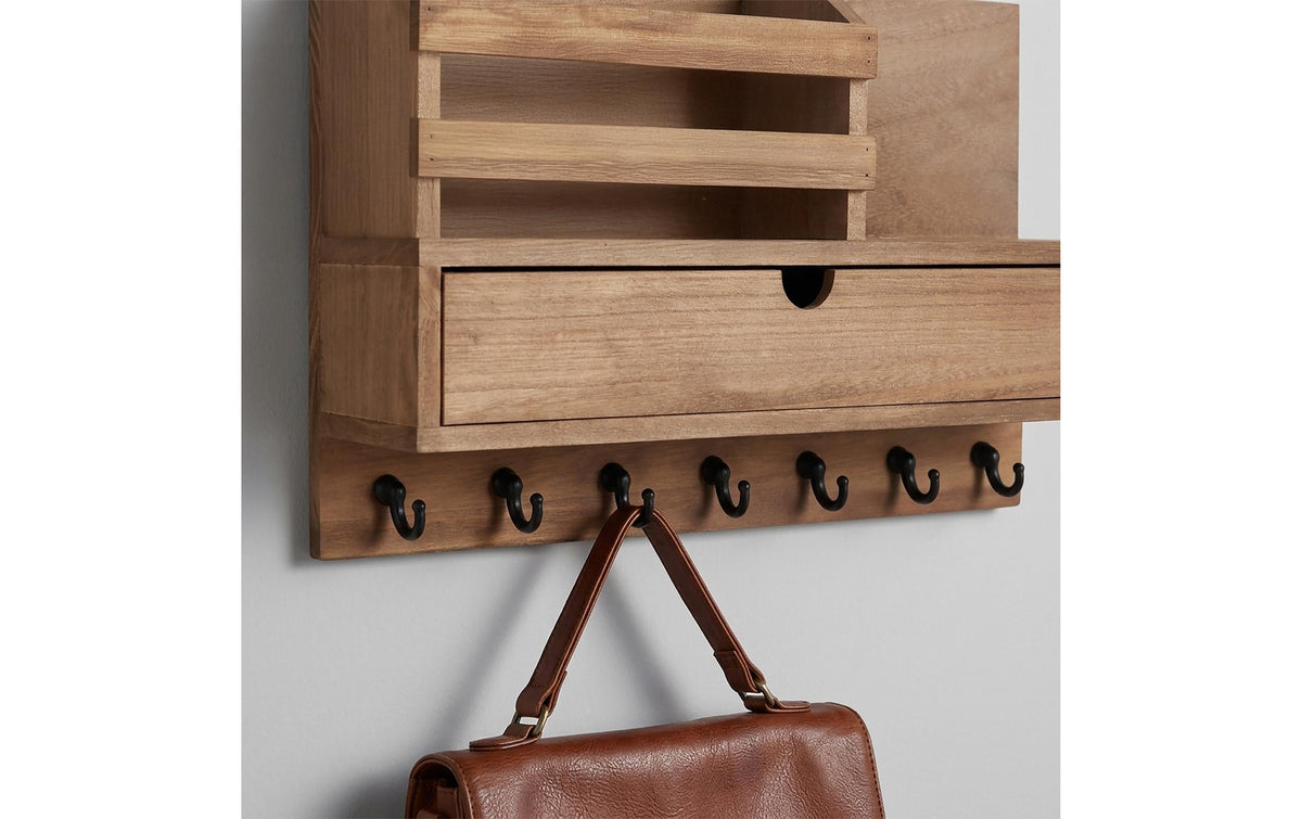 Relaxdays Wandgarderobe – Holz/Metall – Braun/Schwarz – 340 × 220 × 100 mm