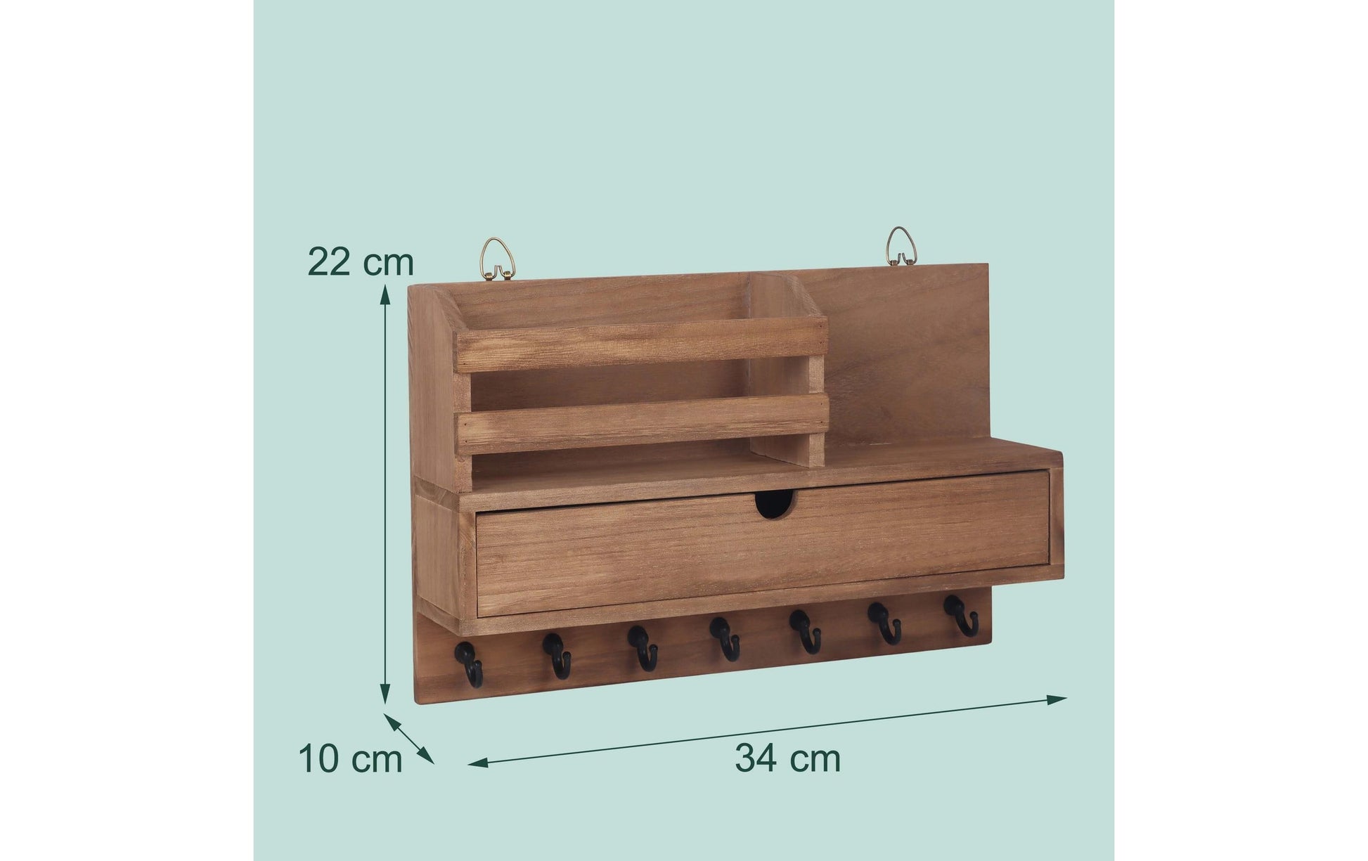 Relaxdays Wandgarderobe – Holz/Metall – Braun/Schwarz – 340 × 220 × 100 mm