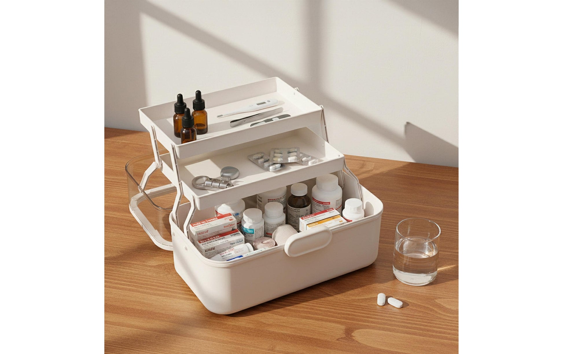 Relaxdays Medizinbox Aufbewahrungsbox (mit Deckel) – Kunststoff – Weiss – 285 × 170 × 155 mm