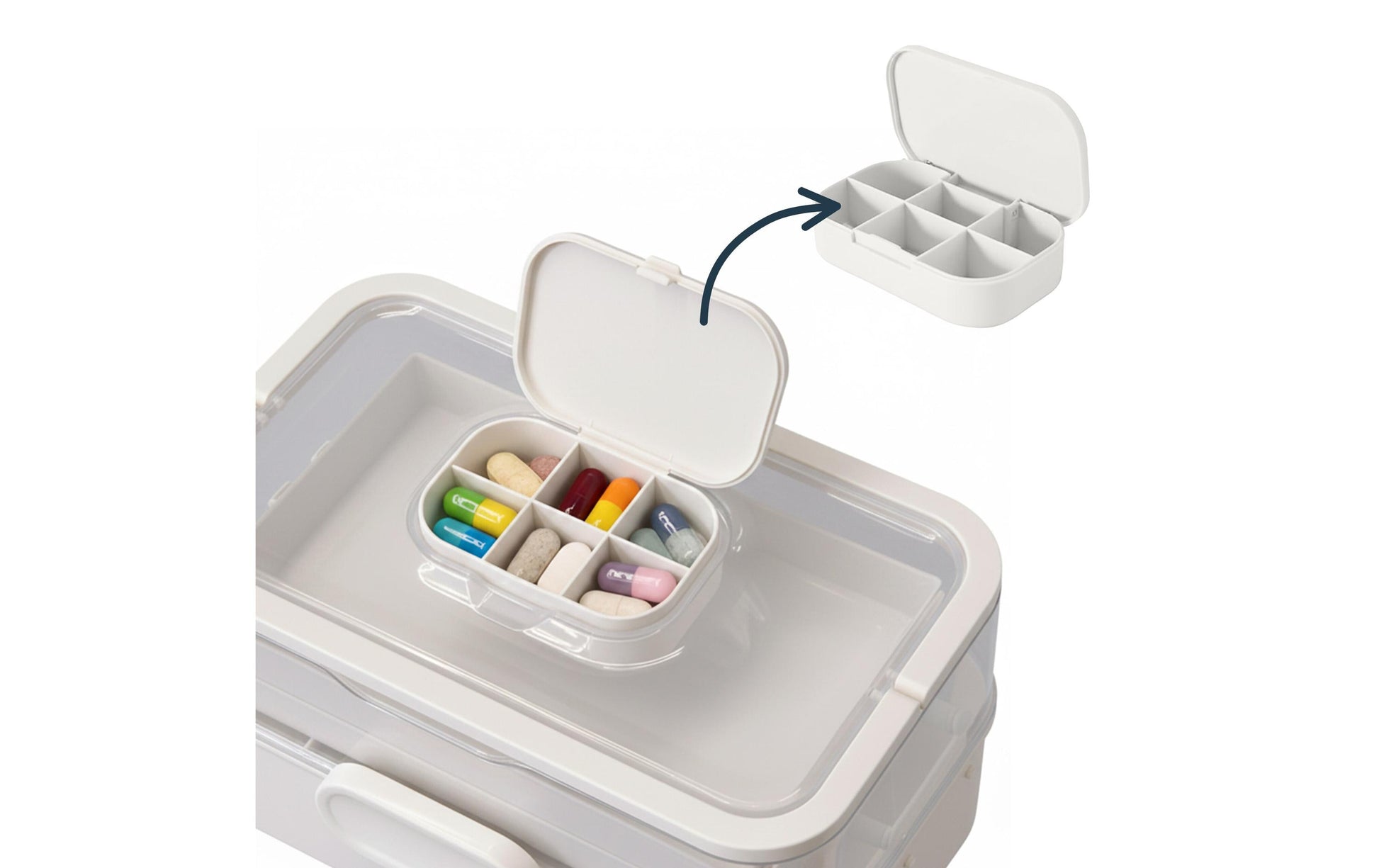 Relaxdays Medizinbox Aufbewahrungsbox (mit Deckel) – Kunststoff – Weiss – 285 × 170 × 155 mm