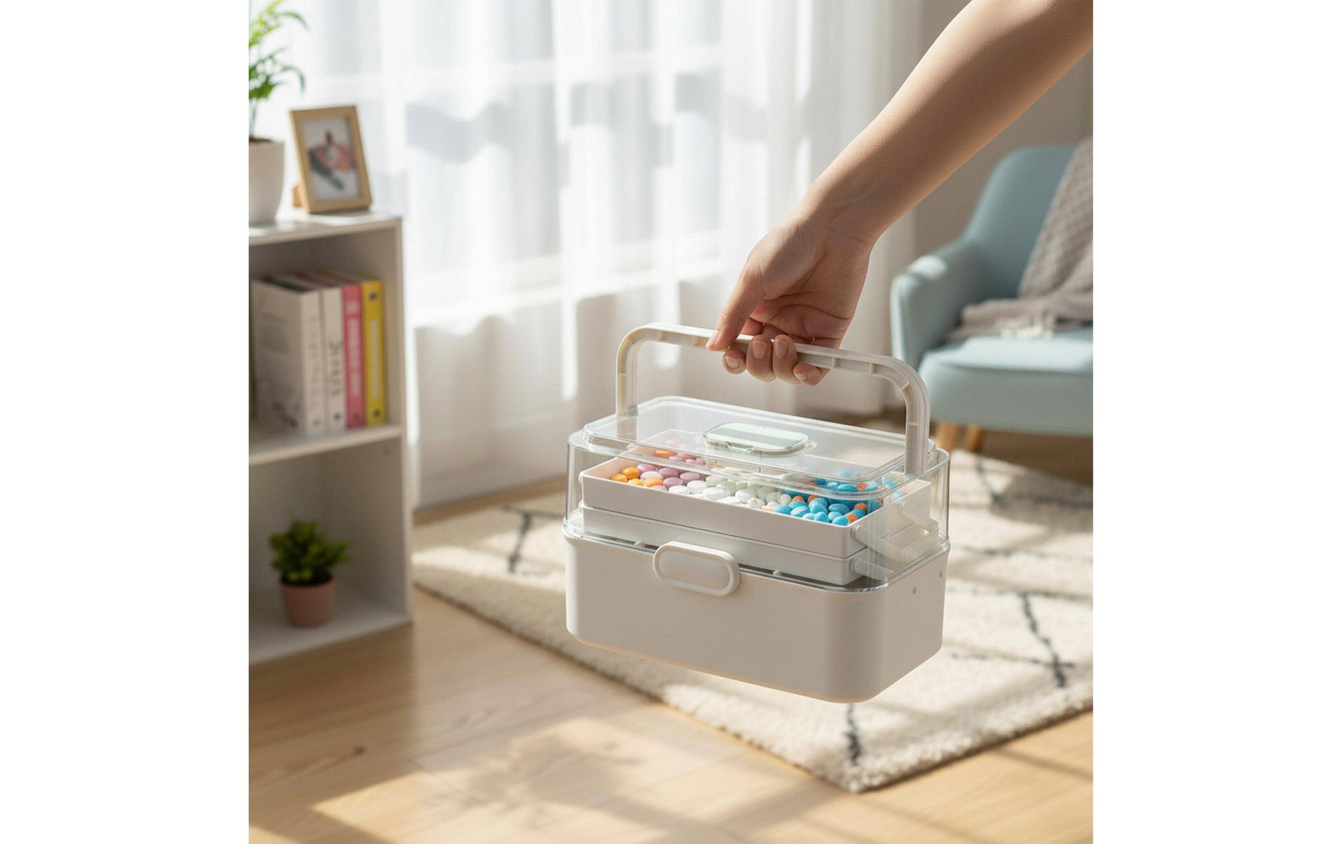 Relaxdays Medizinbox Aufbewahrungsbox (mit Deckel) – Kunststoff – Weiss – 285 × 170 × 155 mm
