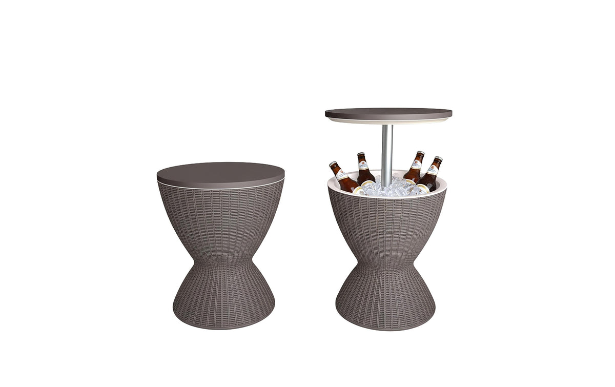 Relaxdays Bartisch – Beige – Aluminium, Kunststoff, Polypropylen – Tisch 48,5 × 48,5 × 82 cm – Kühlfunktion