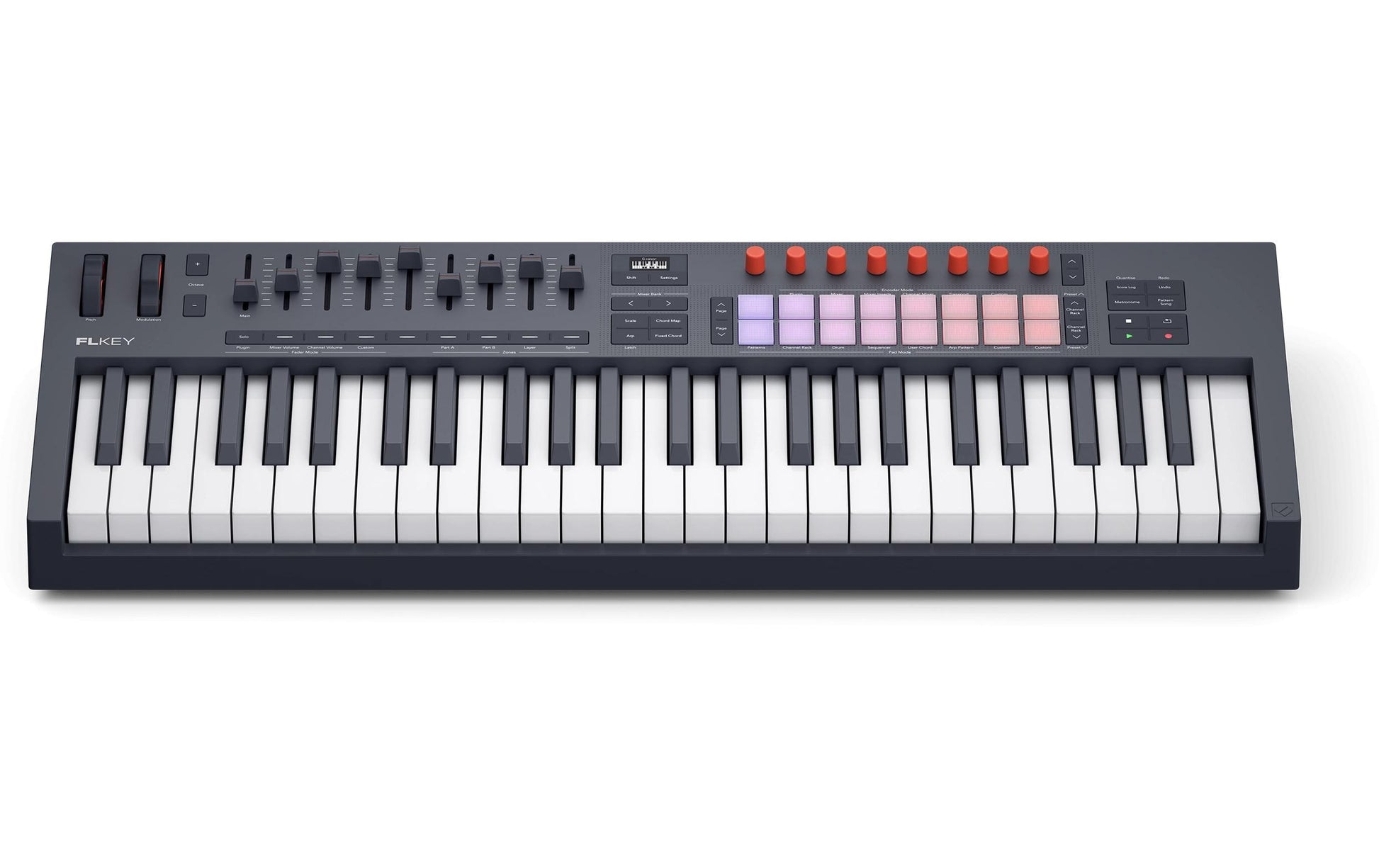 Novation FLkey 2 49 – 49-Tasten USB-MIDI-Keyboard, nicht gewichtete Tasten, für FL Studio, Netzbetrieb, schwarz