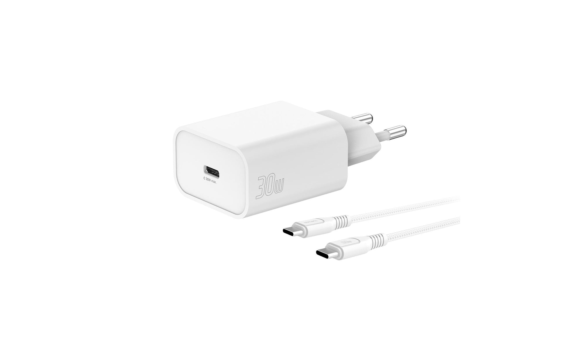 4smarts VoltPlug PD USB-Ladegerät 30 W – USB-C×1, PD, USB-C-Kabel 1,5 m – Weiss