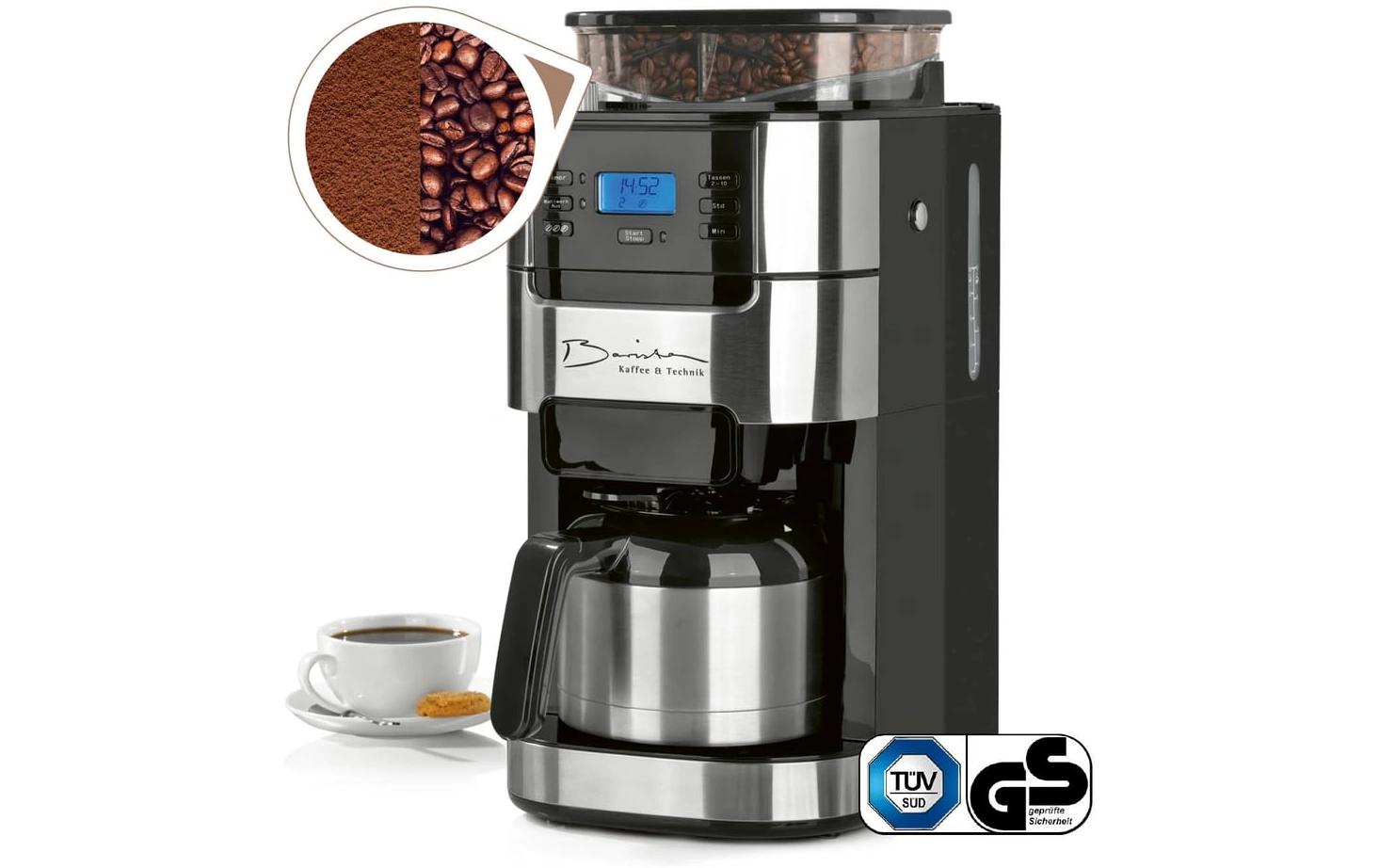 Barista Filterkaffeemaschine – 10 Tassen, Isolierkanne, Edelstahl/Schwarz, 26,5 × 43 × 22 cm