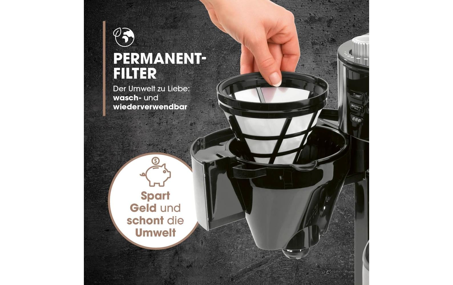 Barista Filterkaffeemaschine – 10 Tassen, Isolierkanne, Edelstahl/Schwarz, 26,5 × 43 × 22 cm