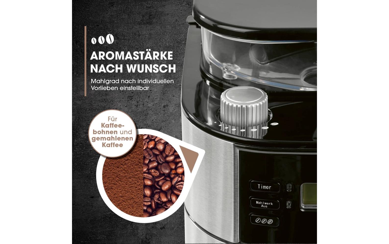 Barista Filterkaffeemaschine – 10 Tassen, Isolierkanne, Edelstahl/Schwarz, 26,5 × 43 × 22 cm