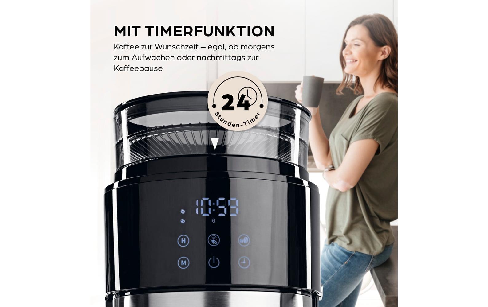 Barista Filterkaffeemaschine – 10 Tassen, 1,3 l, Glaskanne, Schwarz