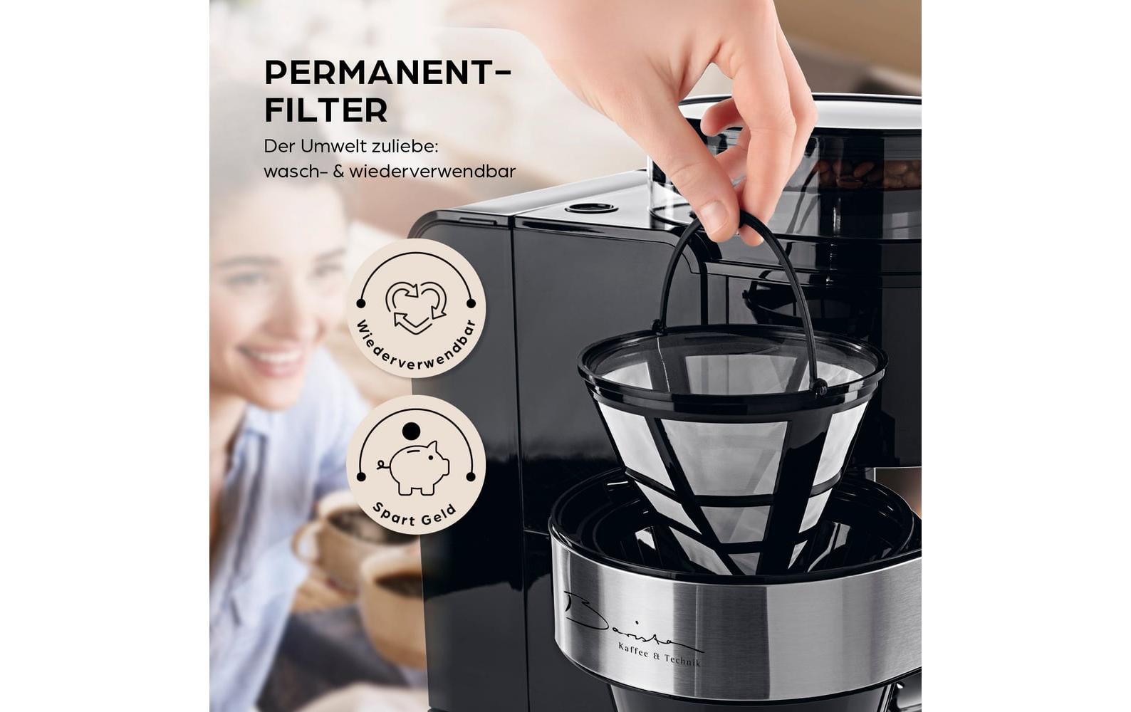 Barista Filterkaffeemaschine – 10 Tassen, 1,3 l, Glaskanne, Schwarz
