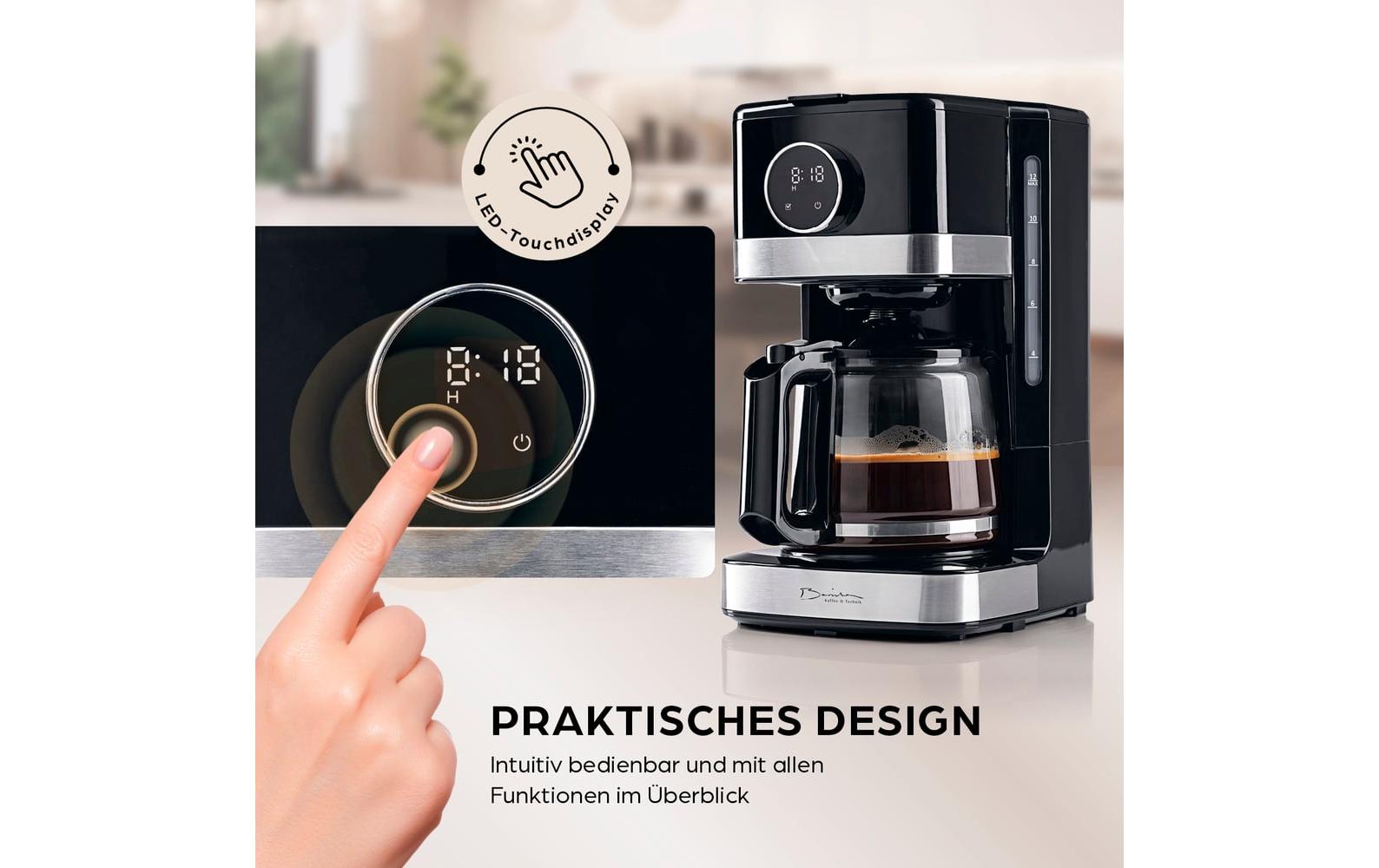 Barista Filterkaffeemaschine – 12 Tassen, 1,5 l, Timer, schwarz