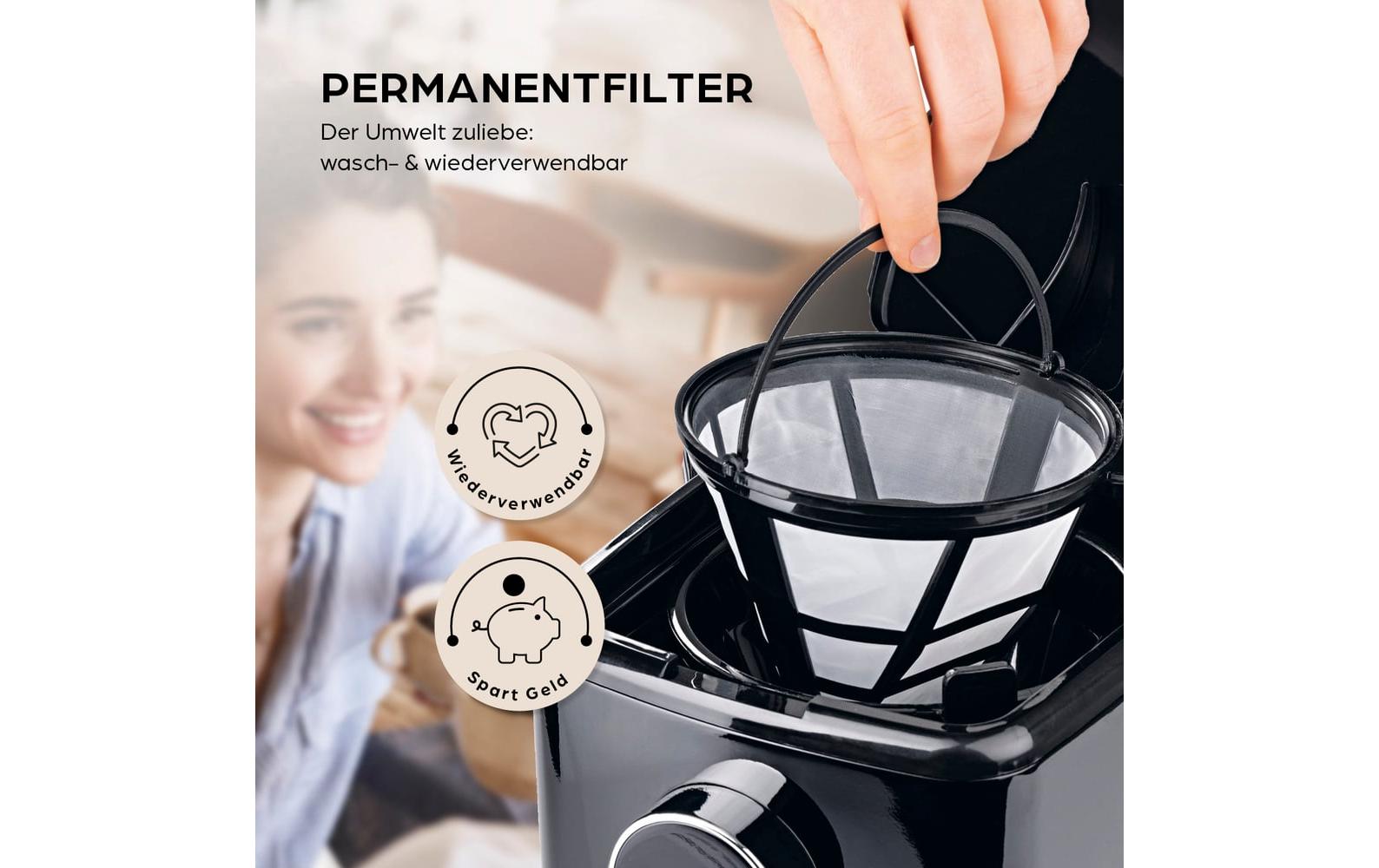 Barista Filterkaffeemaschine – 12 Tassen, 1,5 l, Timer, schwarz