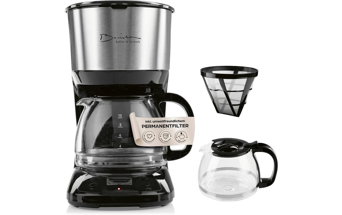 Barista Filterkaffeemaschine – 10 Tassen, 1,25 l, Warmhaltefunktion, Schwarz/Silber