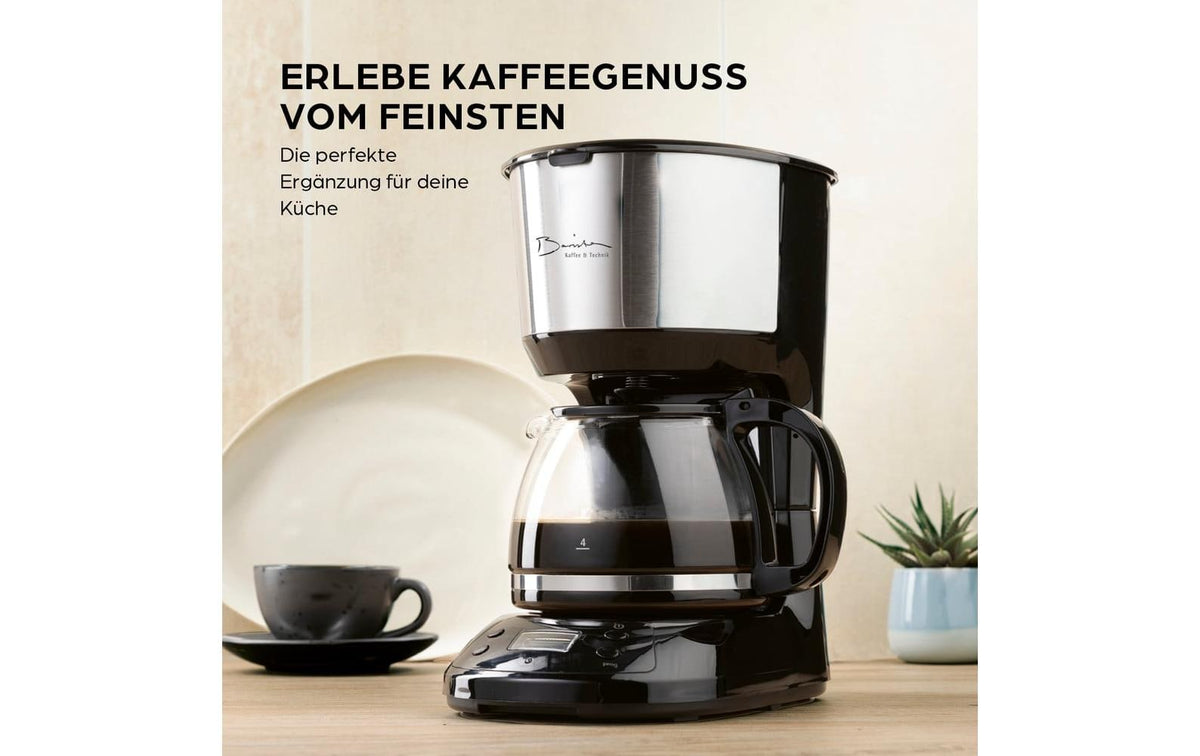 Barista Filterkaffeemaschine – 10 Tassen, 1,25 l, Warmhaltefunktion, Schwarz/Silber