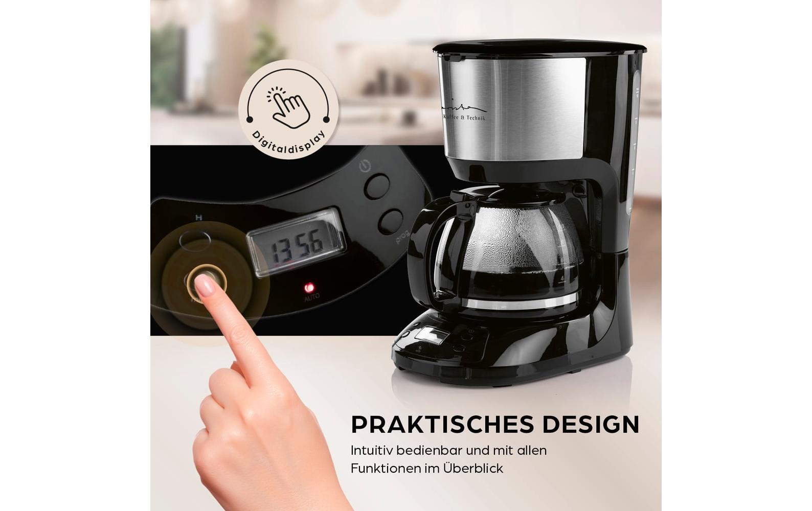 Barista Filterkaffeemaschine – 10 Tassen, 1,25 l, Warmhaltefunktion, Schwarz/Silber