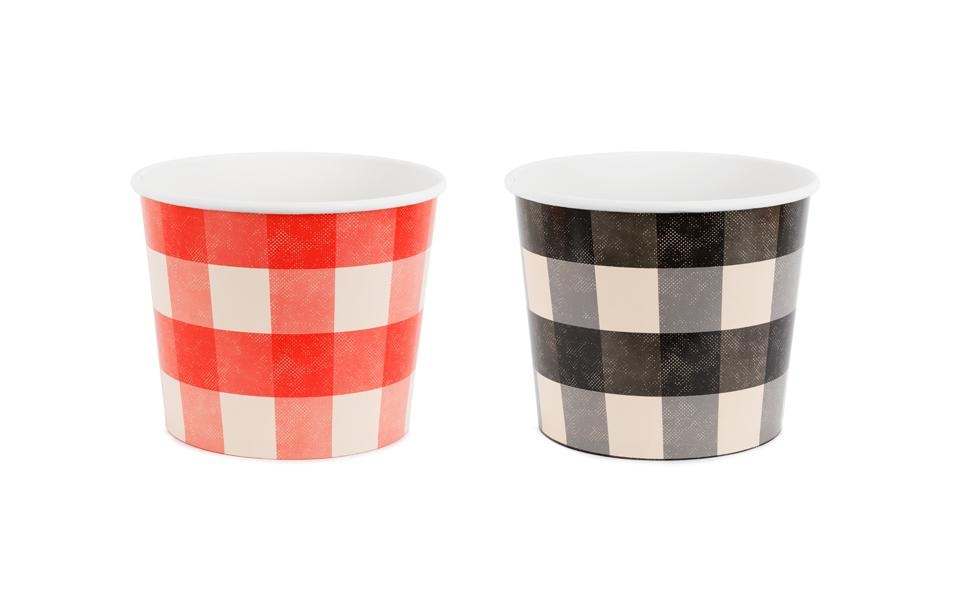 Partydeco Schale/Schüssel, Papier/Karton rund – Ø 16,5 cm × H 14 cm, rot/schwarz – 2 Stk.