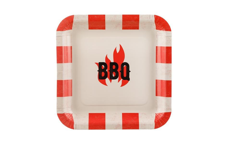 Partydeco Teller, Papier, quadratisch – 26 × 26 cm, rot – 6 Stk.