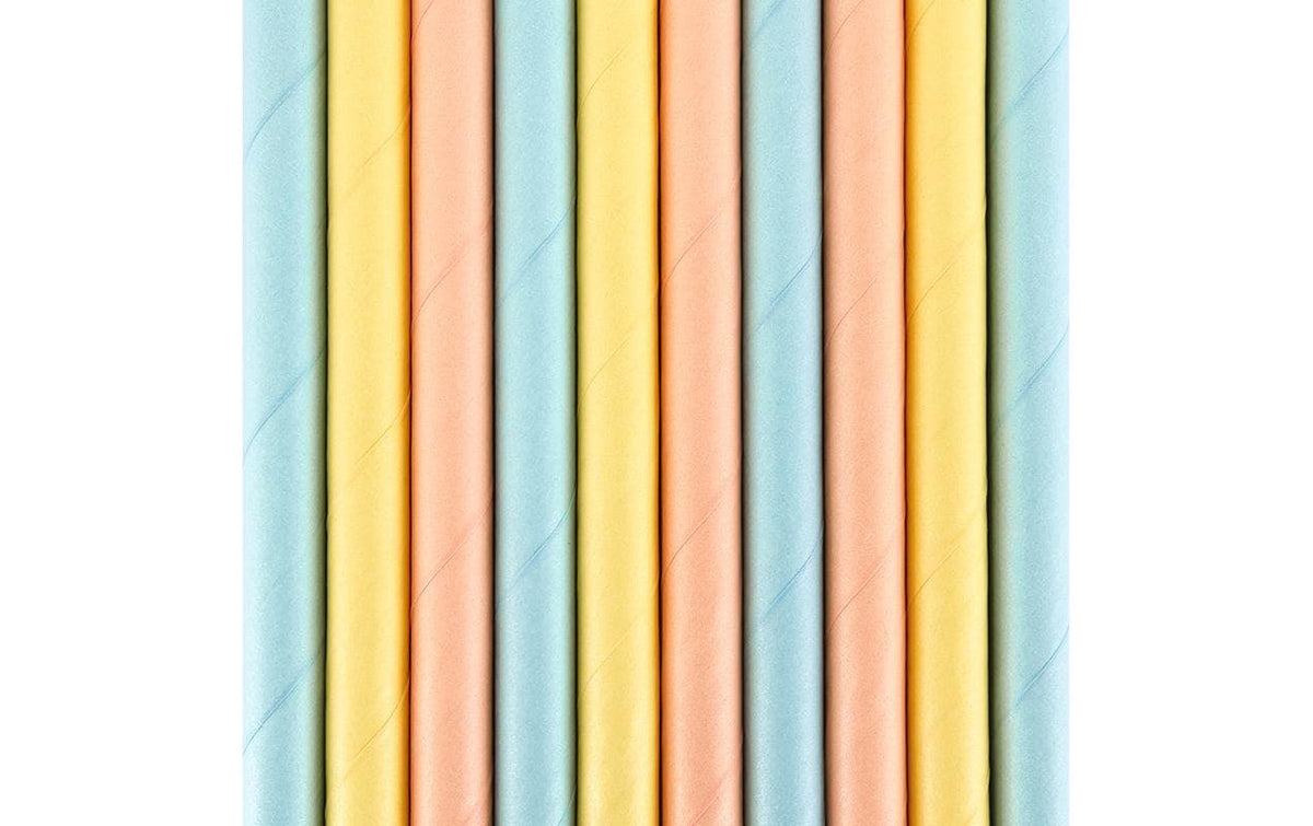 Partydeco Papierstrohhalme, Ø 5 mm 19,5 cm, mehrfarbig – 10 Stk.