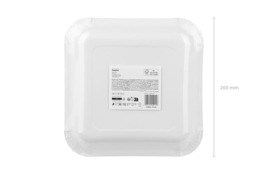 Partydeco Teller, Papier, quadratisch – 26 × 26 cm, rot – 6 Stk.
