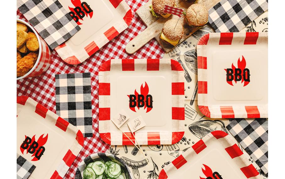 Partydeco Teller, Papier, quadratisch – 26 × 26 cm, rot – 6 Stk.