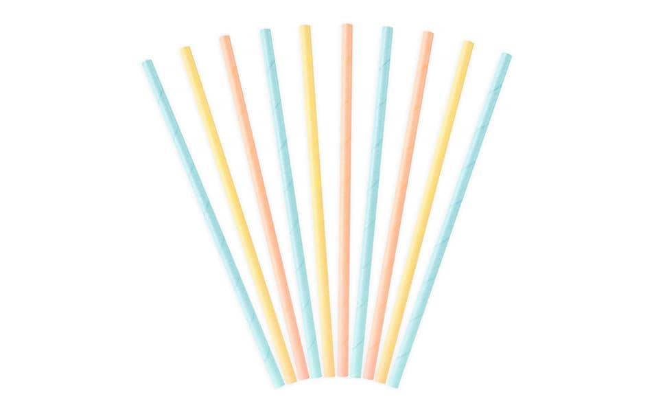 Partydeco Papierstrohhalme, Ø 5 mm 19,5 cm, mehrfarbig – 10 Stk.