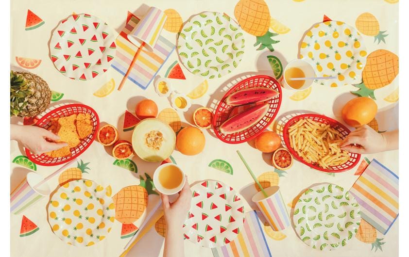 Partydeco Teller Früchte, Papier/Karton – Ø 20,5 cm – 6 Stk.