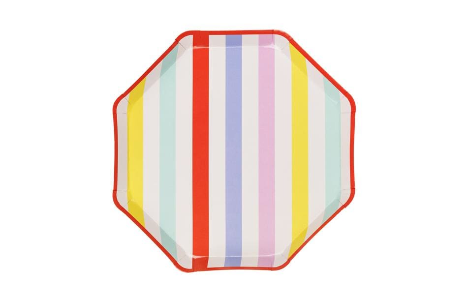 Partydeco Teller, Papier/Karton – Ø 24,5 cm, Streifen – 6 Stk.