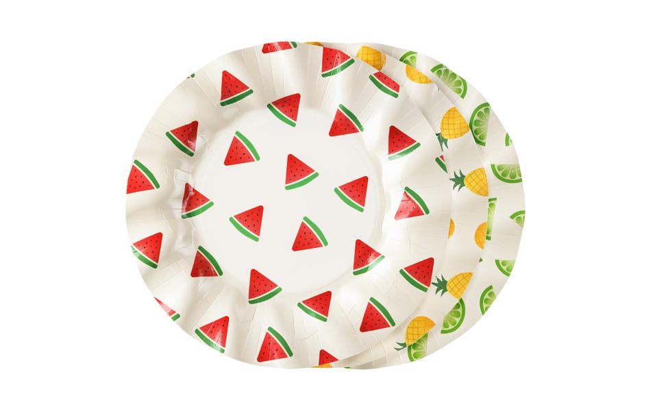 Partydeco Teller Früchte, Papier/Karton – Ø 20,5 cm – 6 Stk.