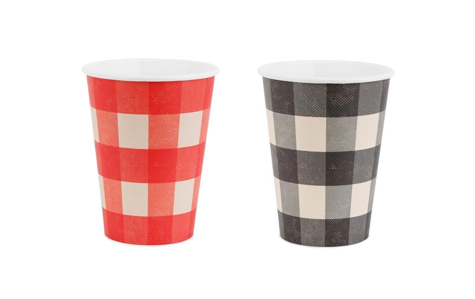 Partydeco Becher, Papier – 4 dl, rot/schwarz – 6 Stk.