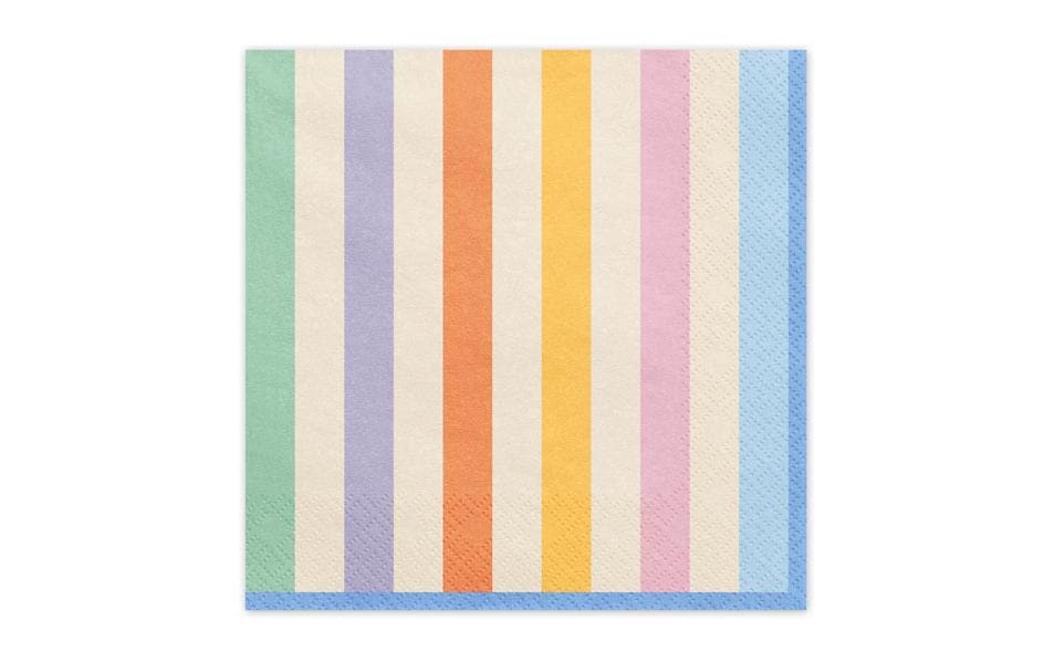 Partydeco Servietten Streifen – mehrfarbig – 33 × 33 cm, 2-lagig – 20 Stück