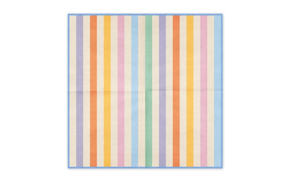 Partydeco Servietten Streifen – mehrfarbig – 33 × 33 cm, 2-lagig – 20 Stück