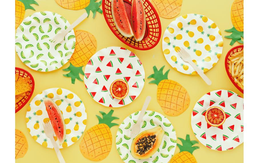 Partydeco Teller Früchte, Papier/Karton – Ø 20,5 cm – 6 Stk.