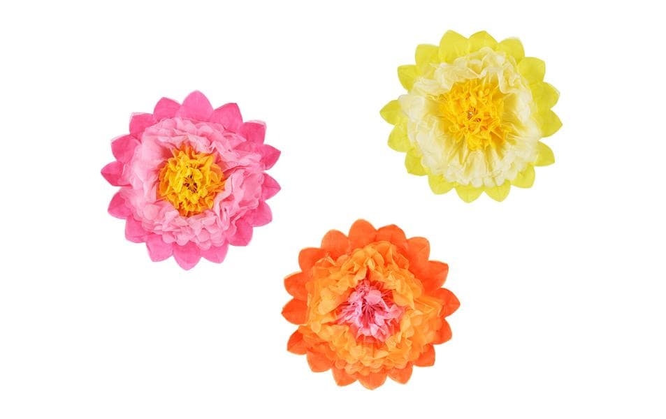 Partydeco Seidenpapier Blumen – Mehrfarbig – 35 cm – Papier – 3 Stk