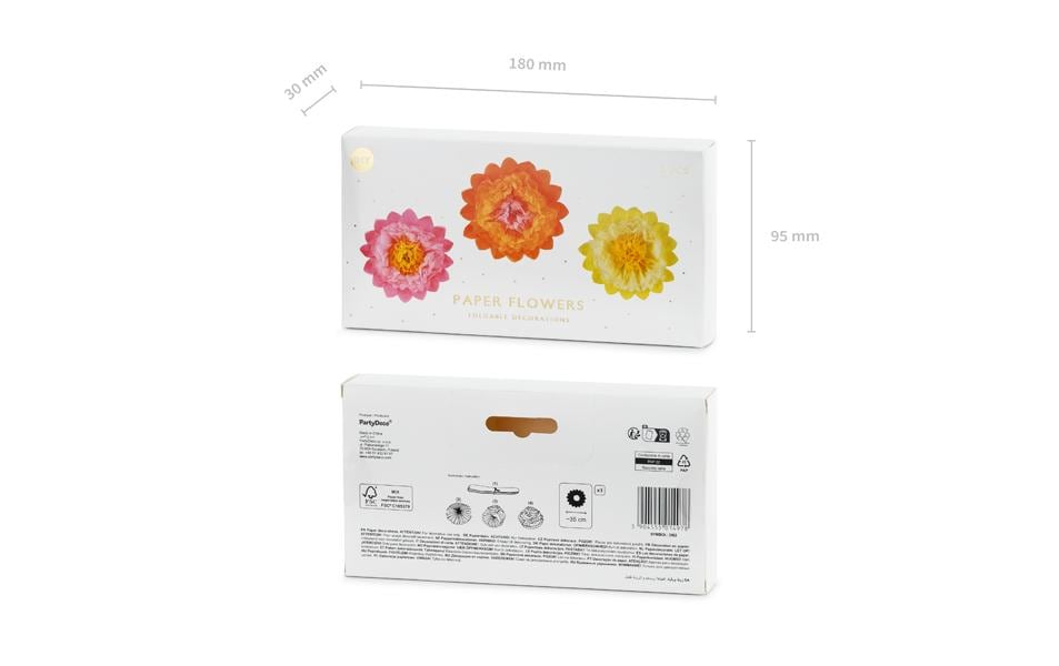 Partydeco Seidenpapier Blumen – Mehrfarbig – 35 cm – Papier – 3 Stk
