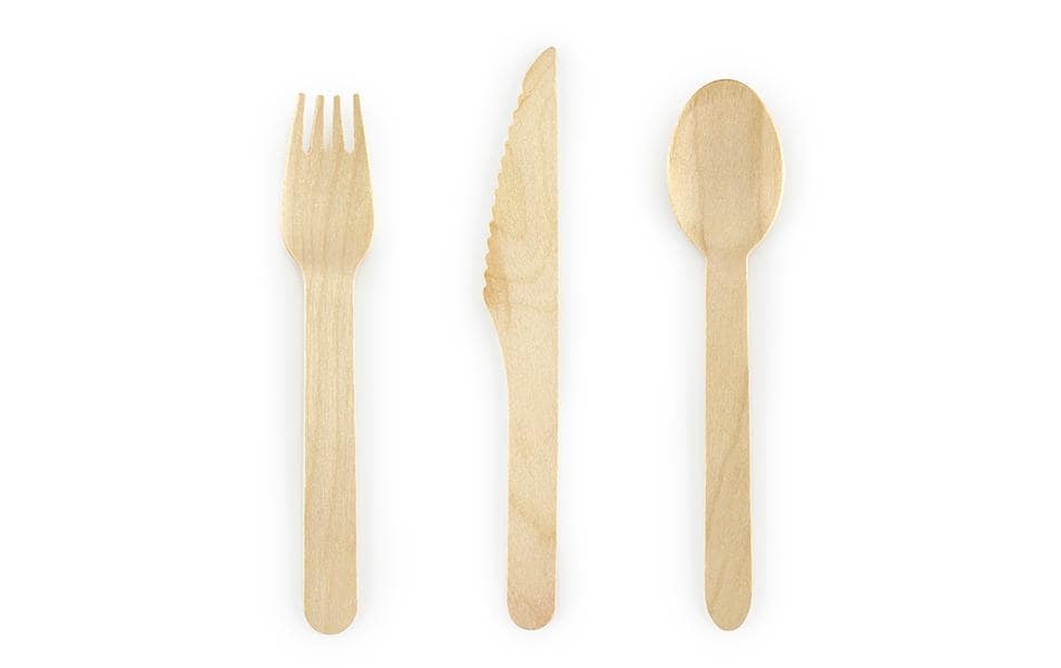 Partydeco Besteck-Set, Holz, Braun – 16 cm – 18 Stk.
