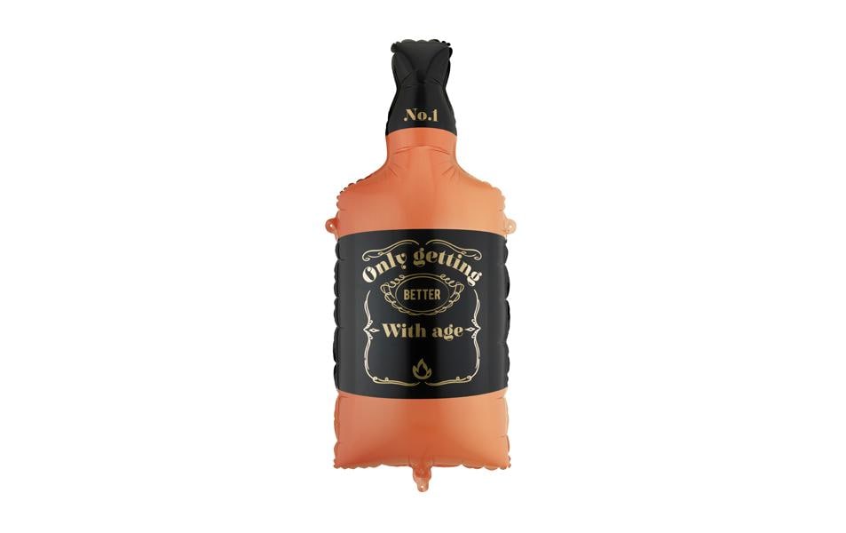 Partydeco Folienballon Whisky – Orange, Schwarz – 34 × 86 cm – Folie – 1 Stk