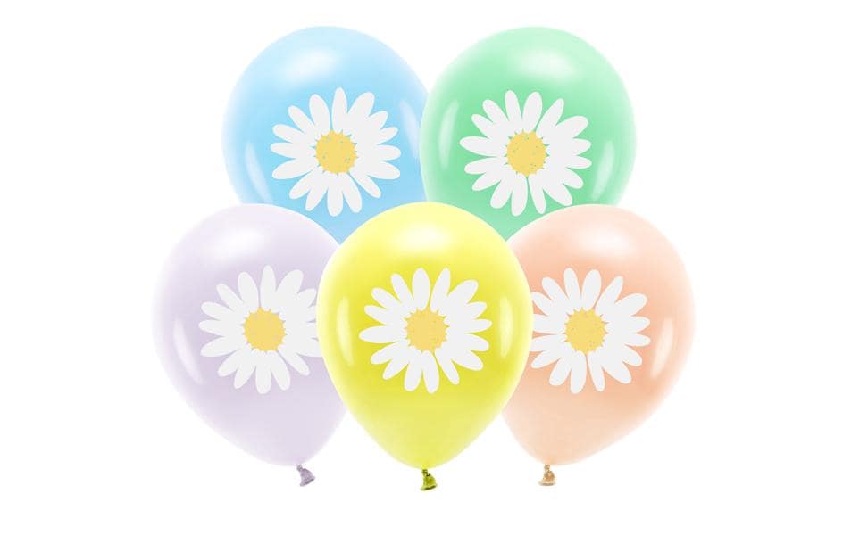 Partydeco Gänseblümchen Luftballons – Mehrfarbig – Ø 30 cm – Latex – 5 Stk