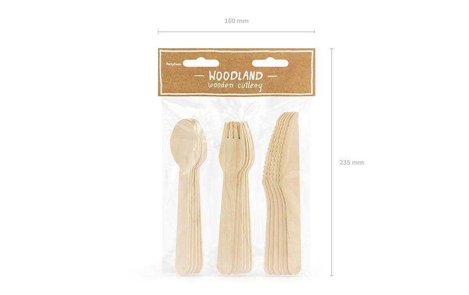 Partydeco Besteck-Set, Holz, Braun – 16 cm – 18 Stk.