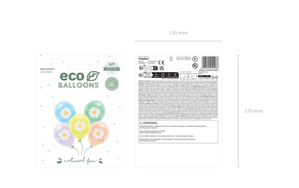 Partydeco Gänseblümchen Luftballons – Mehrfarbig – Ø 30 cm – Latex – 5 Stk