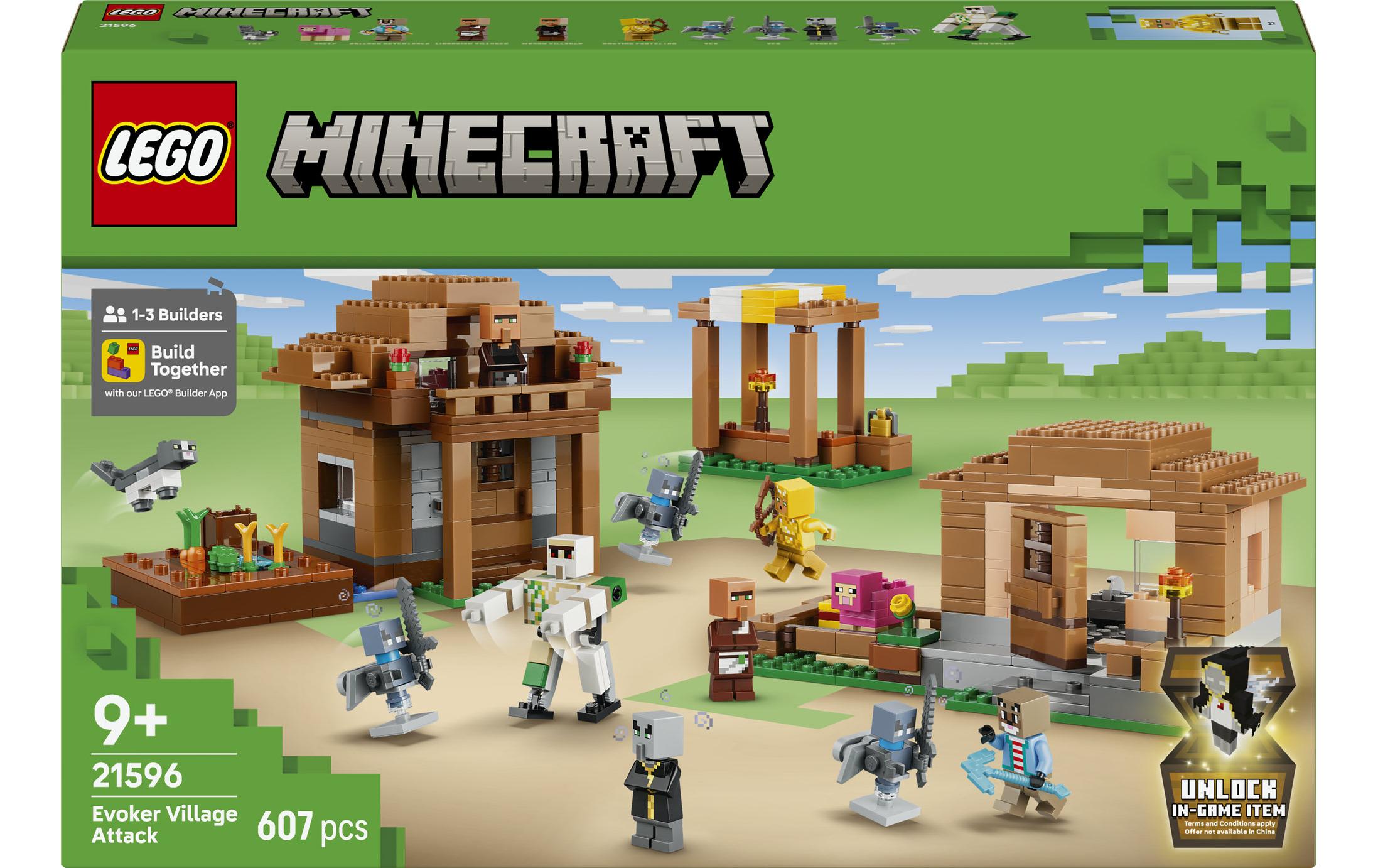 LEGO Angriff des Magiers auf das Dorf Bauset – Minecraft – 607-teilig – 28,2 × 6,1 × 43,2 cm – ab 9 J.
